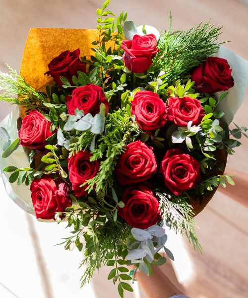 Kioto - Ramo con 12 rosas rojas